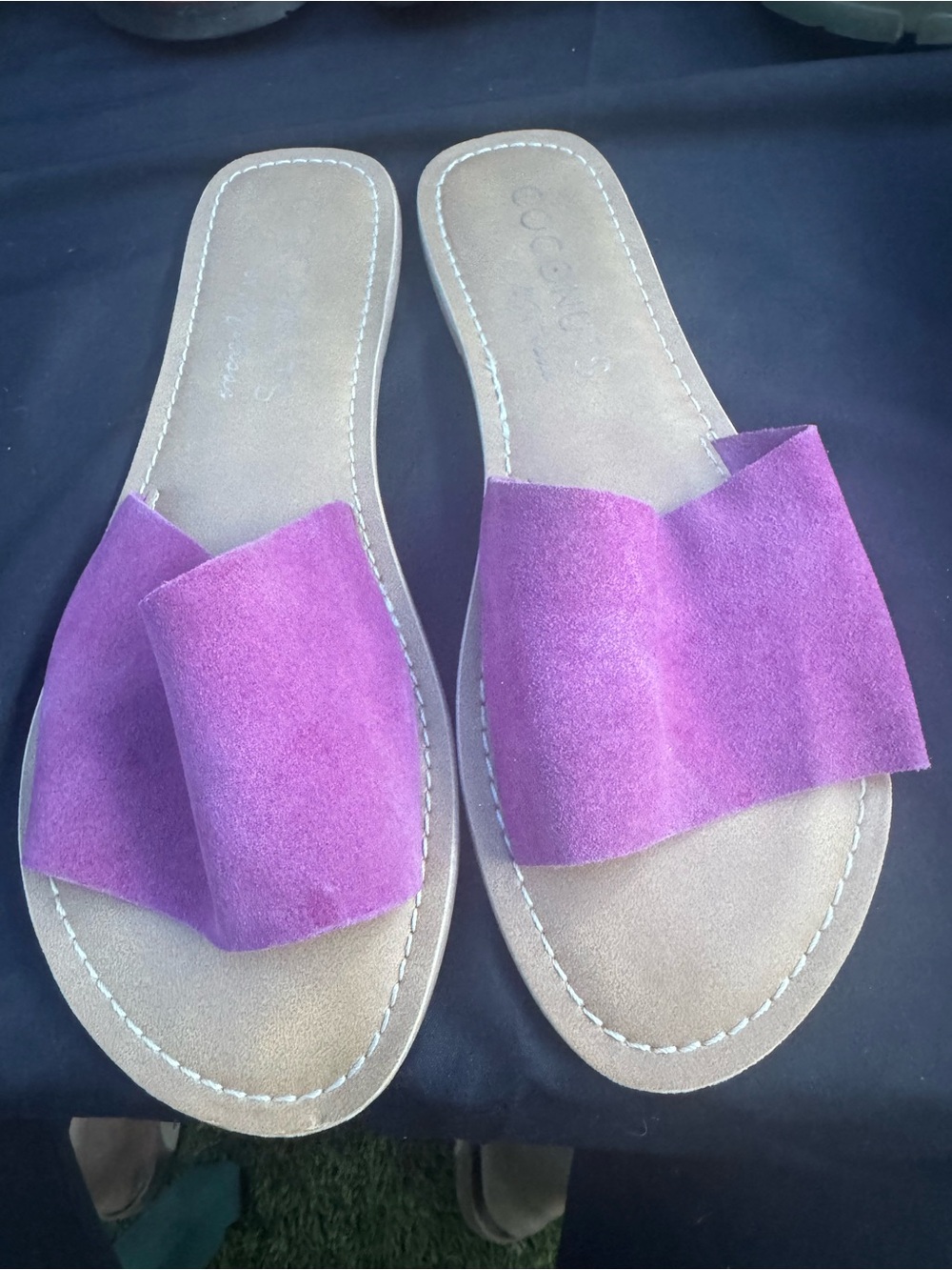 Women's Purple Suede Slide Sandals - Slip-On Comfort